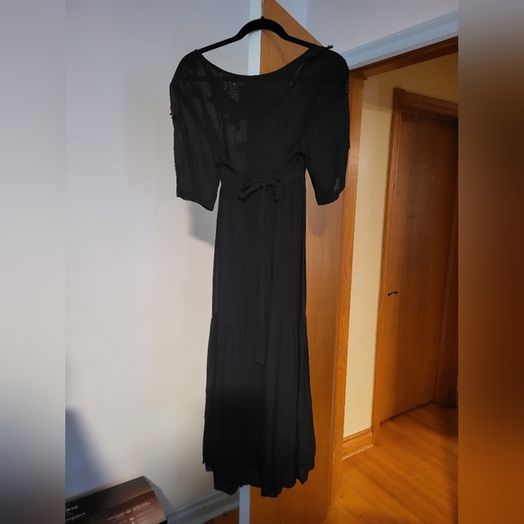 VINTAGE MENDOCINO BLACK SHEER EMPIRE WAIST DRESS - Picture 5 of 6